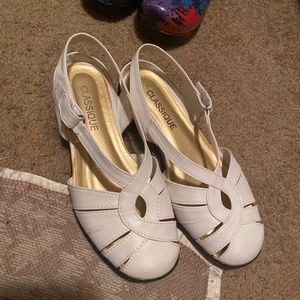 White leather sandals
